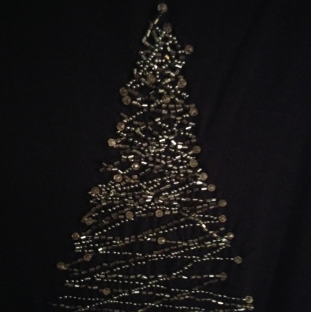 Shirt with beaded Christmas Tree in center